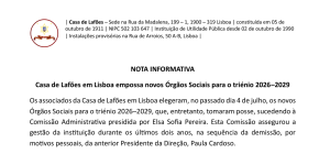 Casa de Lafões em Lisboa empossa novos Órgãos Sociais para o triénio 2026–2029